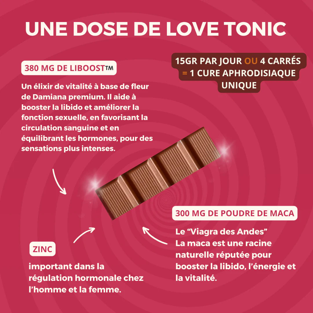 Tablette DELIKAO Love Tonic - chocolat au lait aphrodisiaque