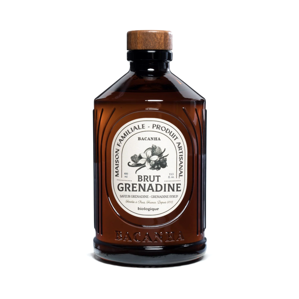 Sirop brut de grenadine bio Bacanha, bouteille de 400 ml
