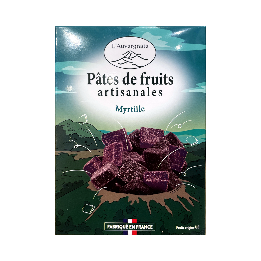 Étui de pâtes de fruits artisanales L'Auvergnate à la myrtille, 180 g