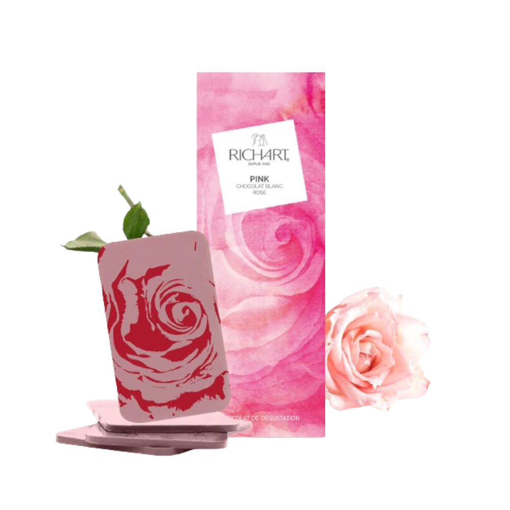 Tablette-écrin Pink (chocolat blanc à la rose)