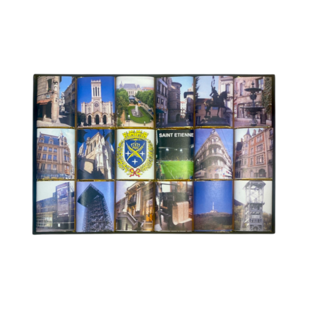 Coffret "Vues de Saint-Étienne" - Napolitains de chocolat noir 72%