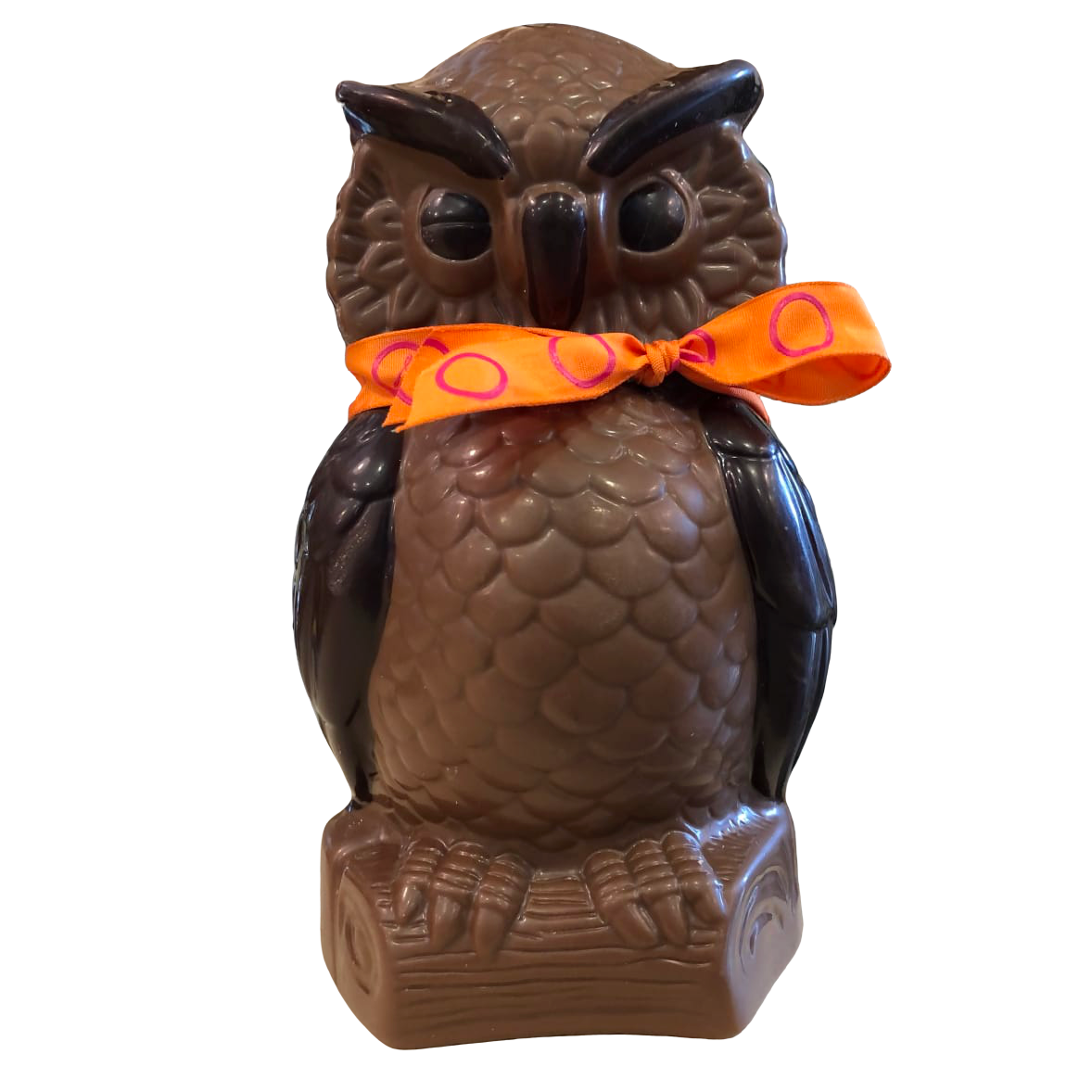 Moulage de Pâques Chouette en chocolat au lait (garni) - Confiserie des Arcades