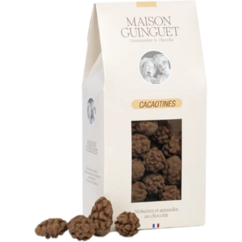 Cacaotines – Duo d'amandes et noisettes enrobées de chocolat noir et cacao