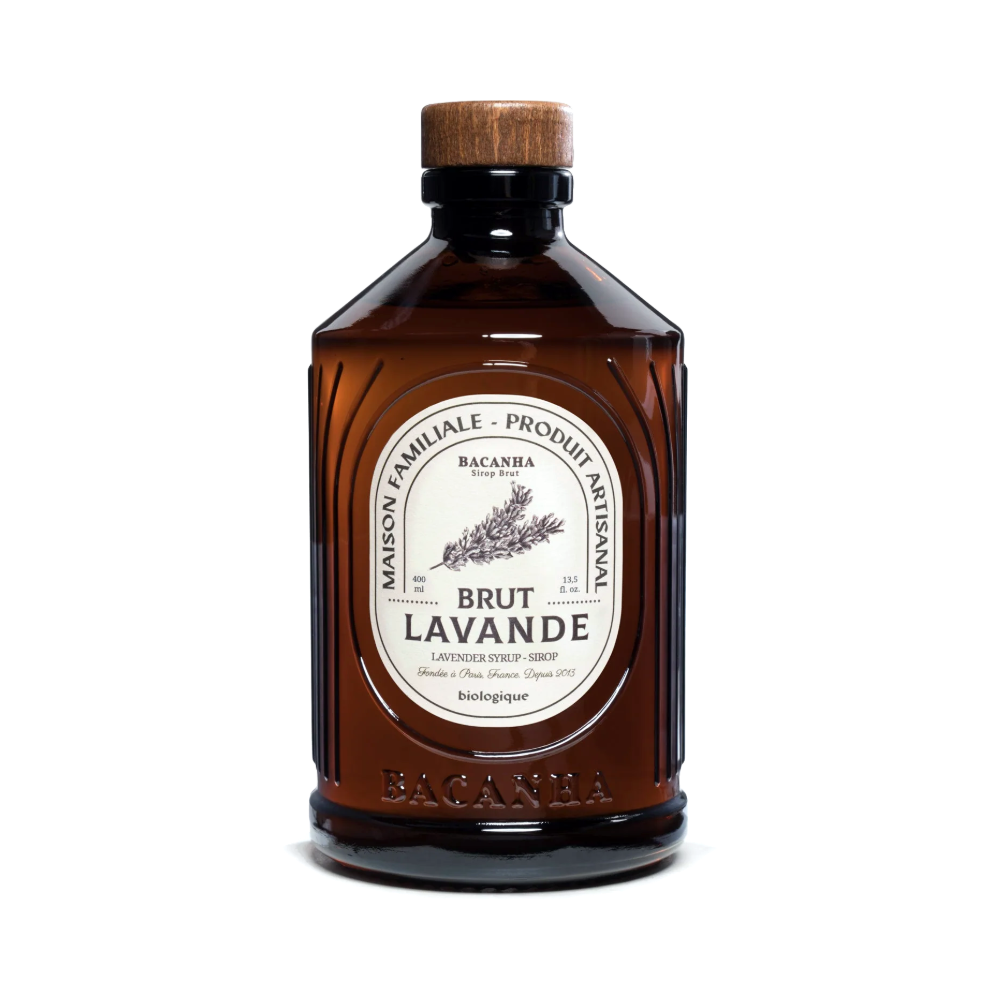 Sirop brut de lavande bio Bacanha, bouteille de 400 ml