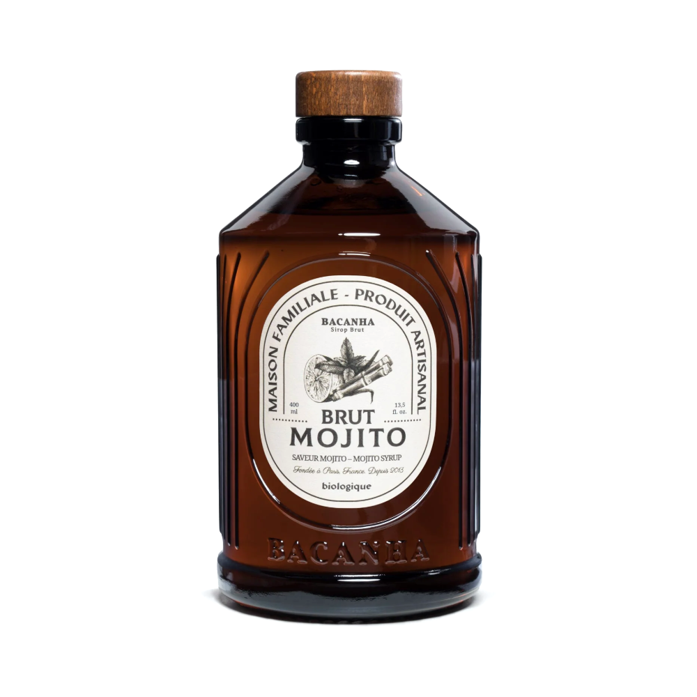 Sirop brut de mojito bio Bacanha, bouteille de 400 ml