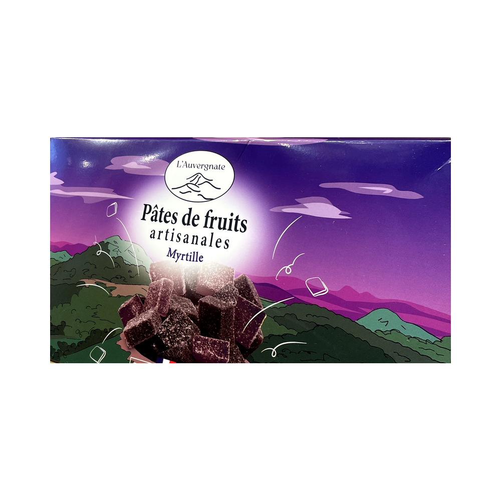 Boîte de pâtes de fruits artisanales L'Auvergnate à la myrtille, 300 g