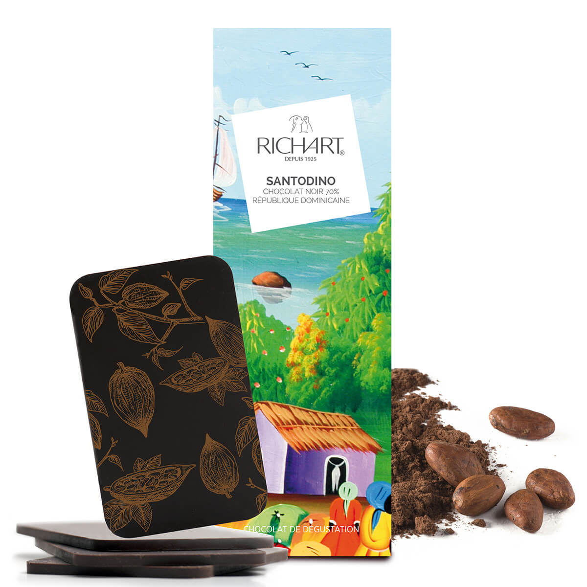 Tablette-écrin Santodino (chocolat noir 70% République Dominicaine)