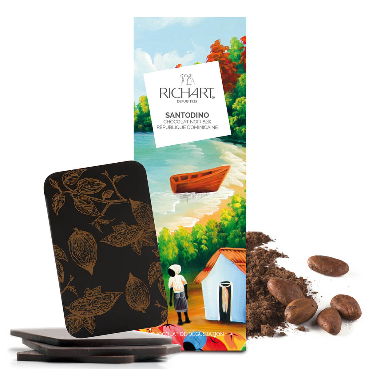 Tablette-écrin Santodino (chocolat noir 82% République Dominicaine)